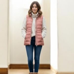 Nuage Casual Glam Lightweight Quilted Dusty Rose Puffer Vest  Size M